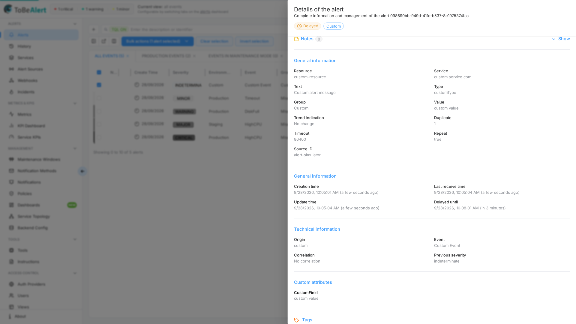 Notes section — add note and existing note cards