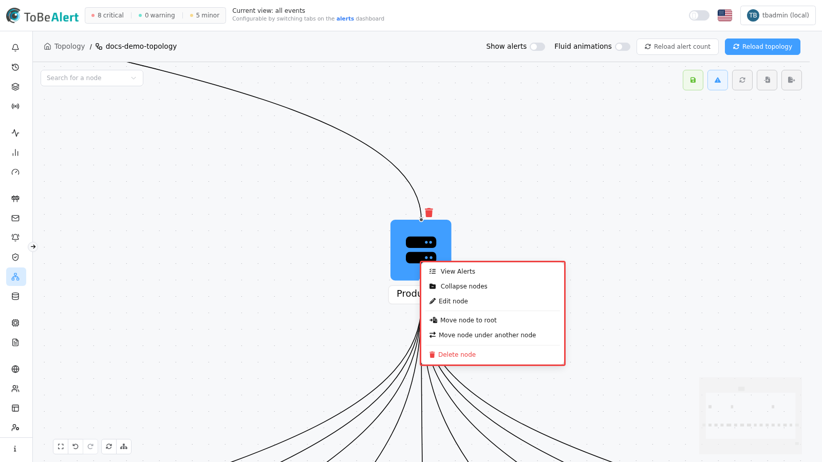 Node context menu in edit mode