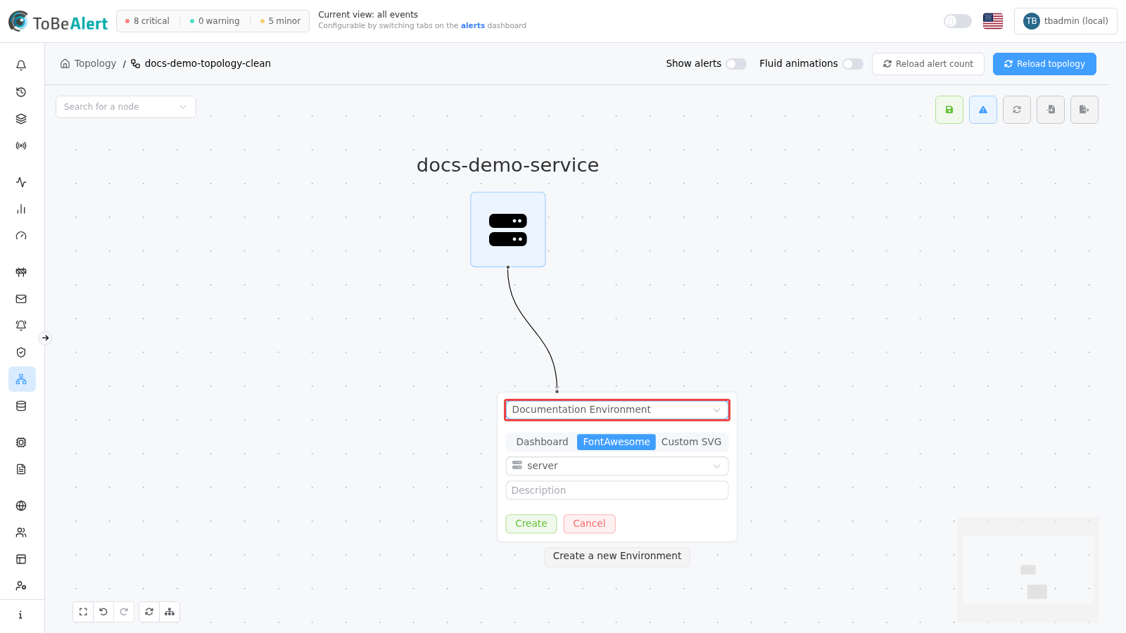 Create node — name and icon filled in
