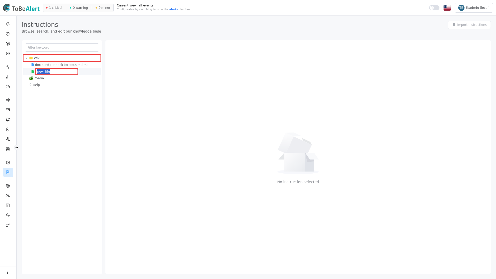 Create File — inline name input in the tree, highlighted in red