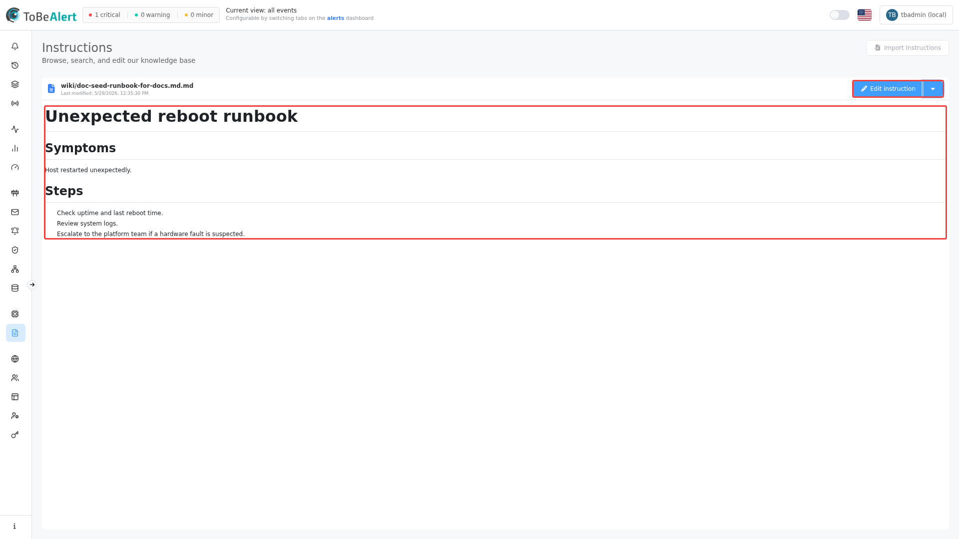 View mode with Toggle Tree off — full-width content, highlighted in red