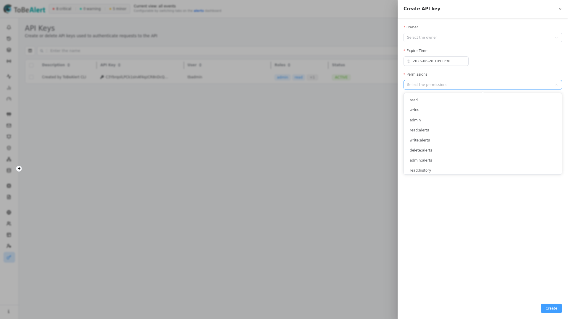 Permissions selector