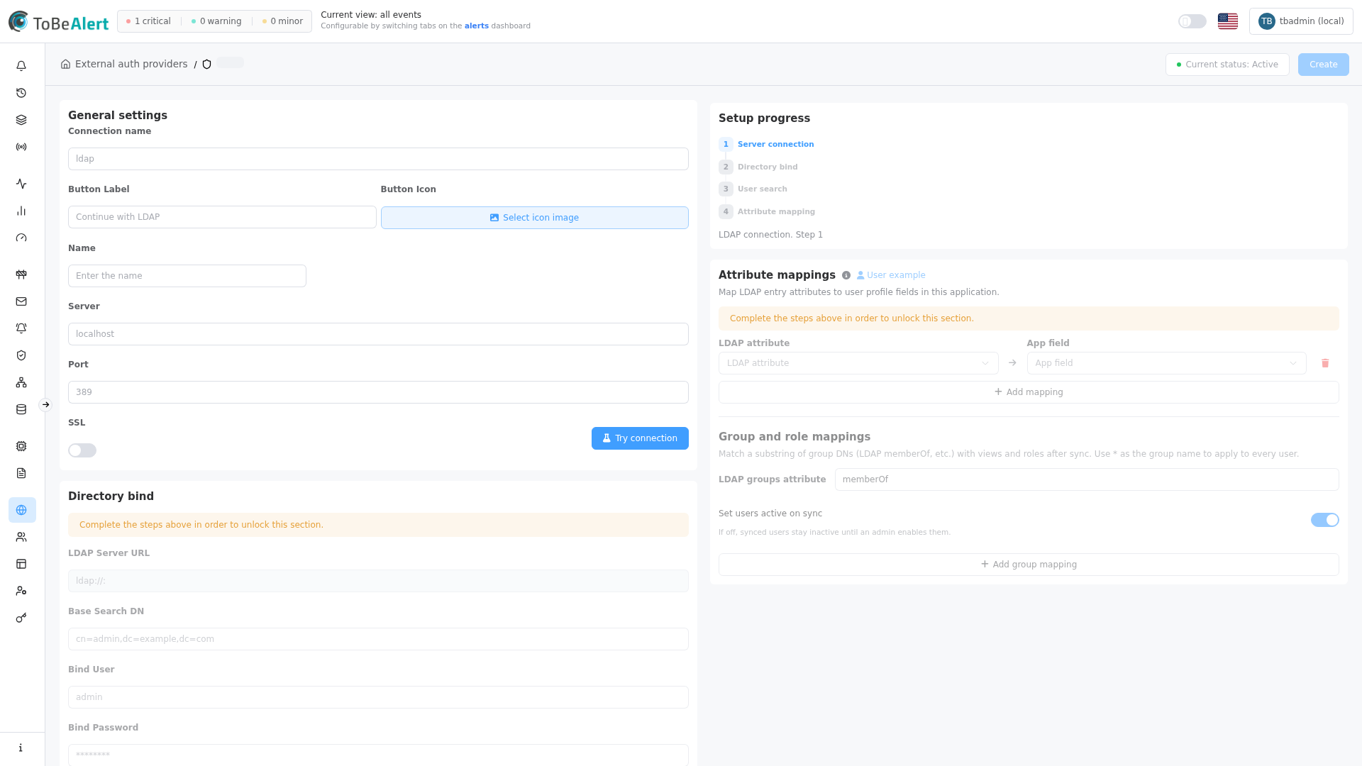 LDAP provider — step 1 general settings