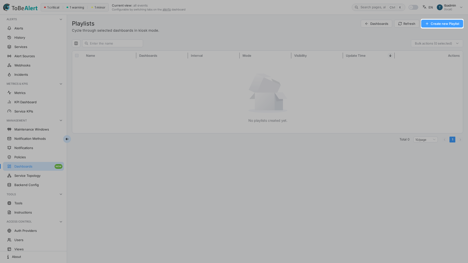 Playlists list