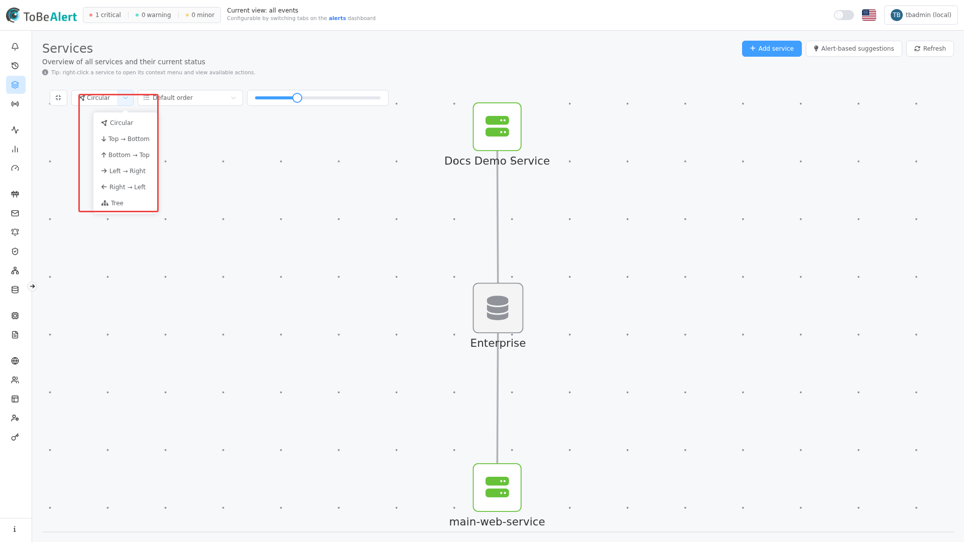 Graph layout menu