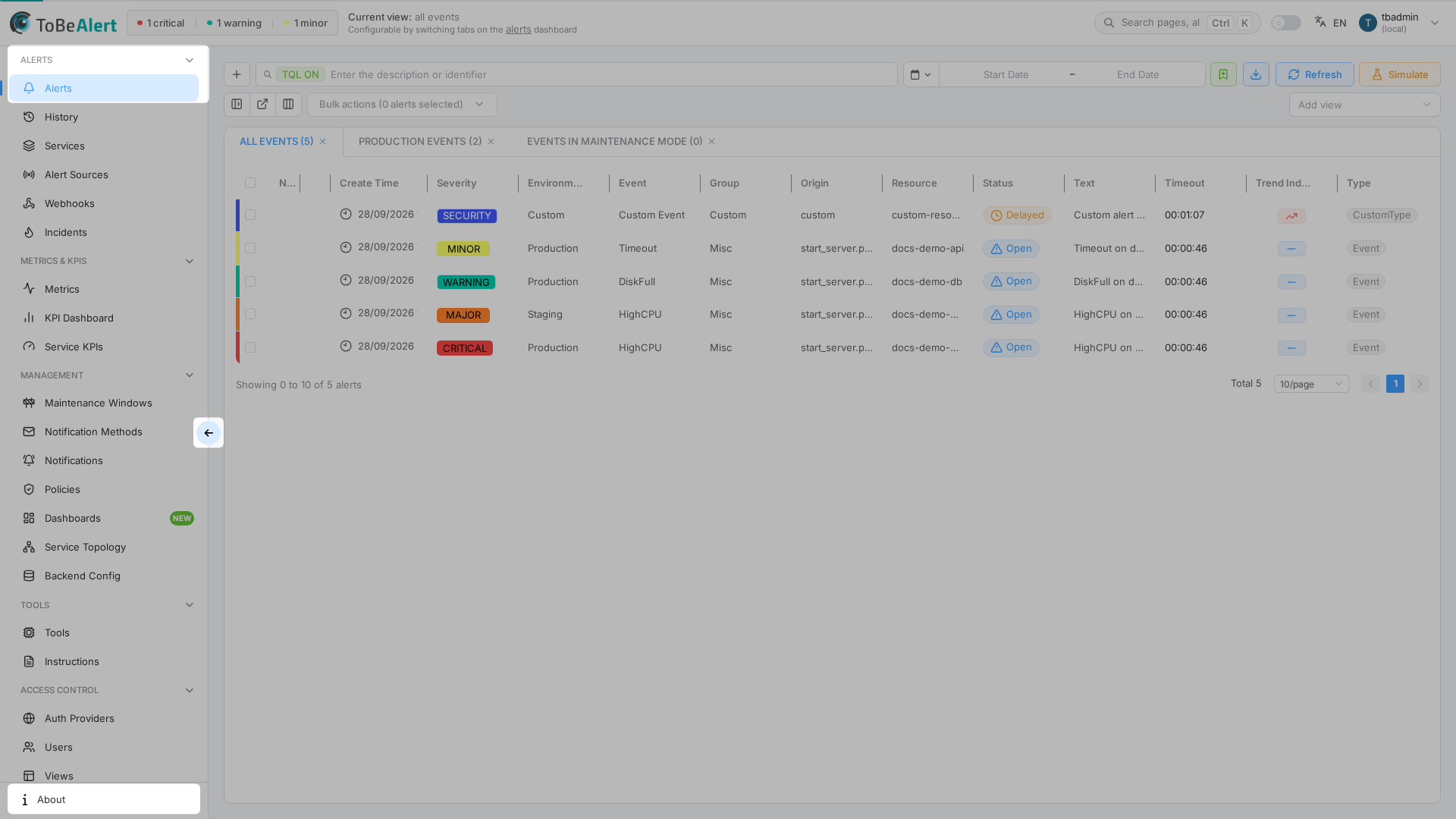 Dashboard with expanded sidebar — key sidebar areas highlighted in red