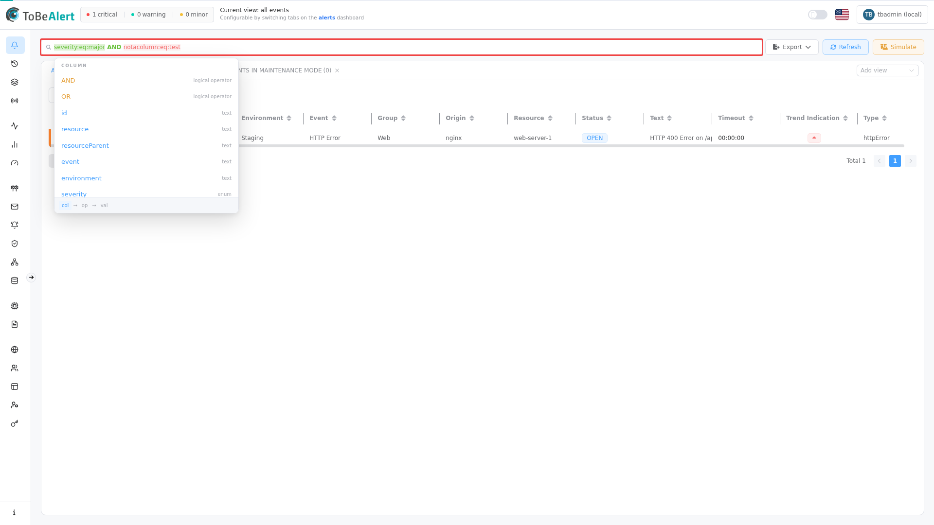 Multiple TQL clauses with validation coloring